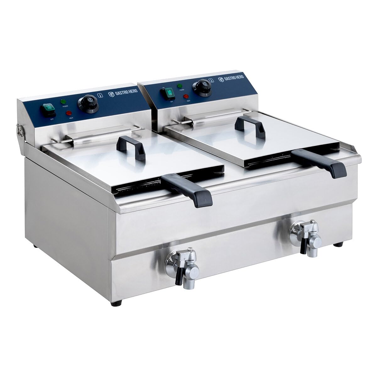 GastroHero Elektro Doppelfritteuse, 2x 13 L, 400 V, Edelstahl EFE213A