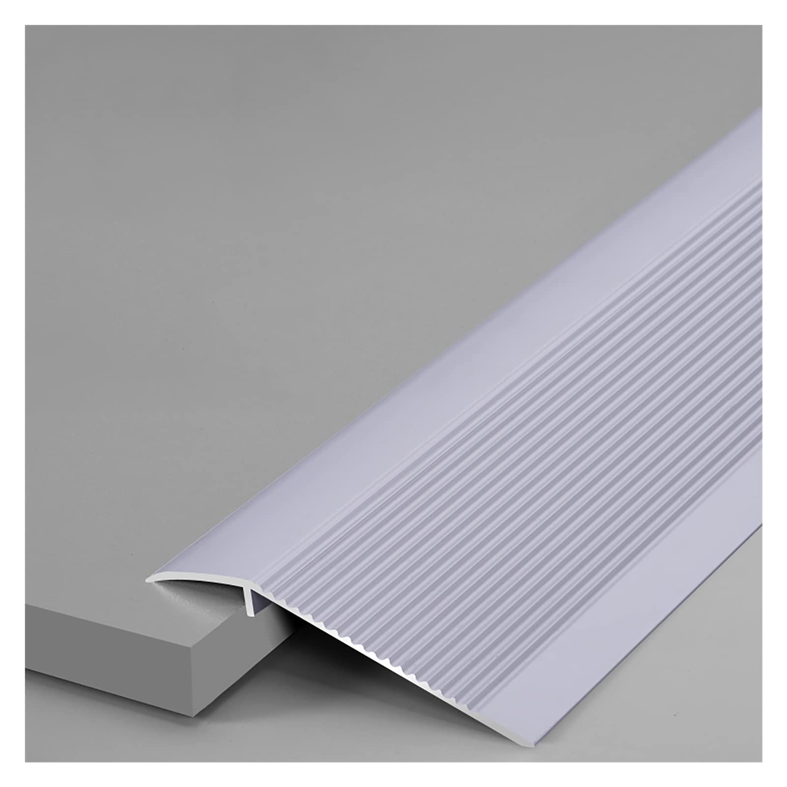 Doorway Threshold Floor Reducer for Wood to Tile,Metal Floor Transition Strip for Uneven Flooring, Carpet to Tile, Laminate to Floor Tiles(Silver)