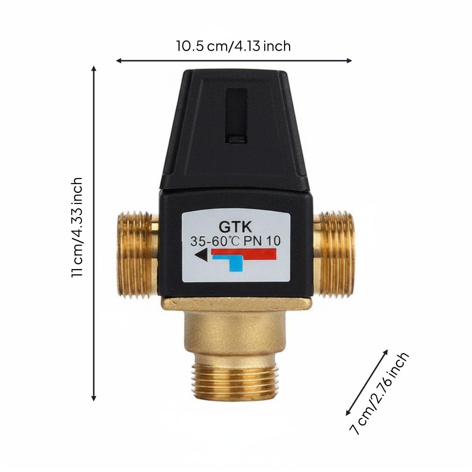 Valvola Miscelatrice Termostatica Valvola Antiscottatura Miscelatore Termico Regolatore Temperatura in Ottone per Uscita Acqua Stabile E Sicura Adatta, DN20-3/4-Filettatura Esterna