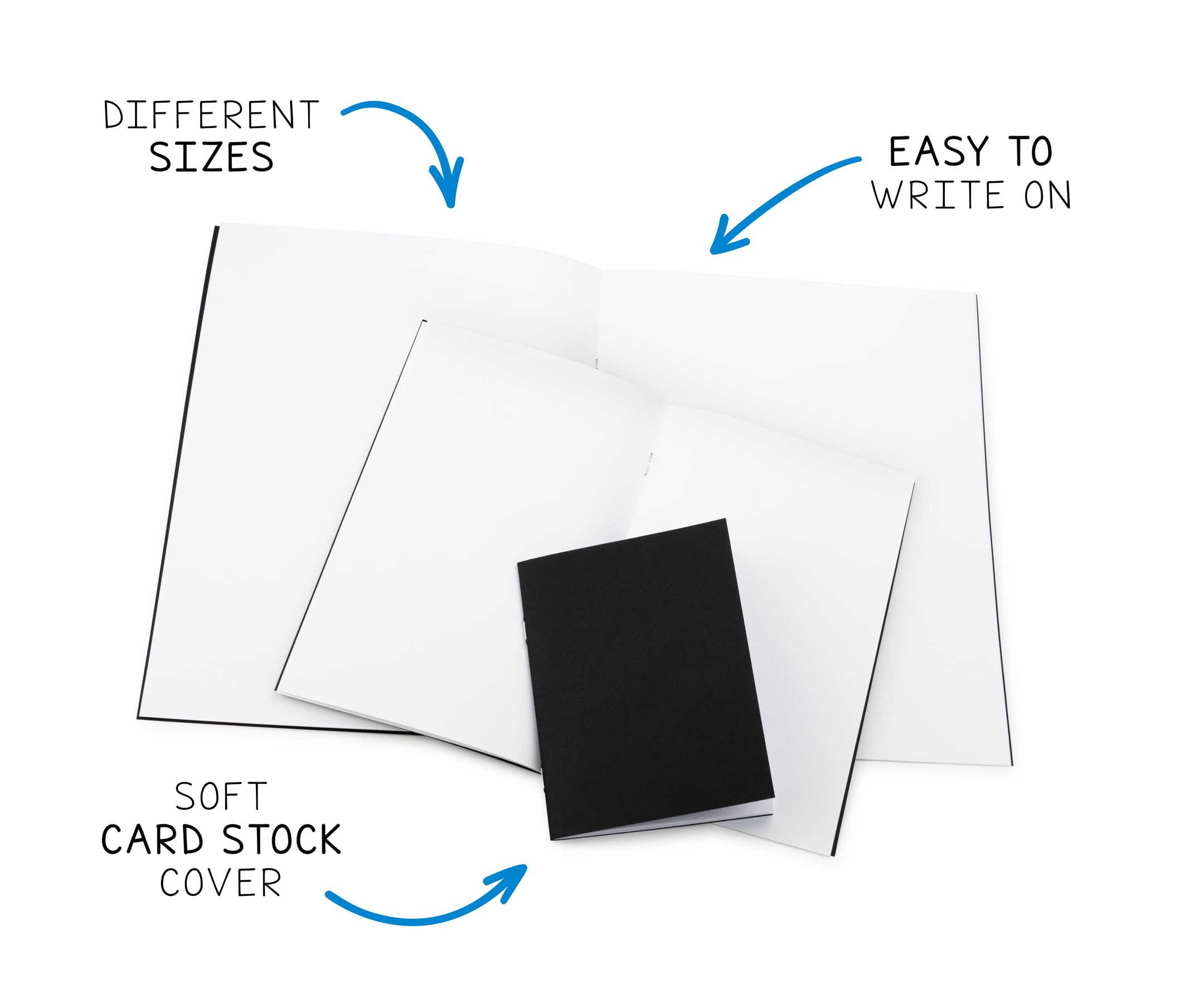 Hygloss Libros de papel kraft en blanco y libros negros, juego de 50 cuadernos sin forro para diario, bocetos, escritura, 32 páginas blancas, 5.5 x 8.5 pulgadas, 25 libros kraft y 25 libros negros