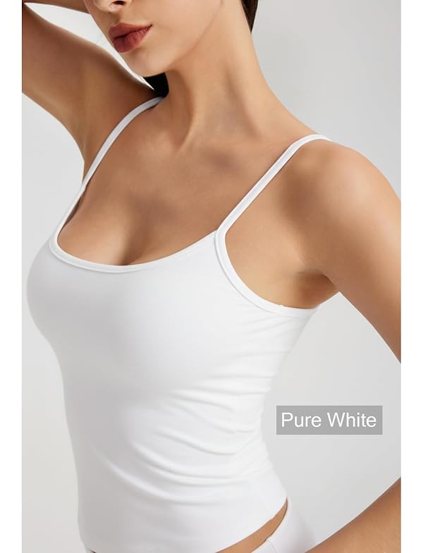 CHANGEZOE Women's Fitted Spaghetti Strap Scoop Neck Cami Tank Top, Milk, S by CHANGEZOE - Used condition - Image 6