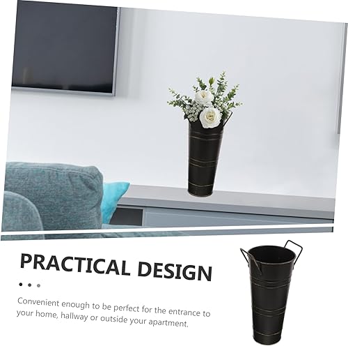 Miniatura 9 de Veemoon Soporte de cubo de flores francesas, pequeño estante de metal para paraguas rústico, jarrón galvanizado para boda, hogar, cocina, mesa,