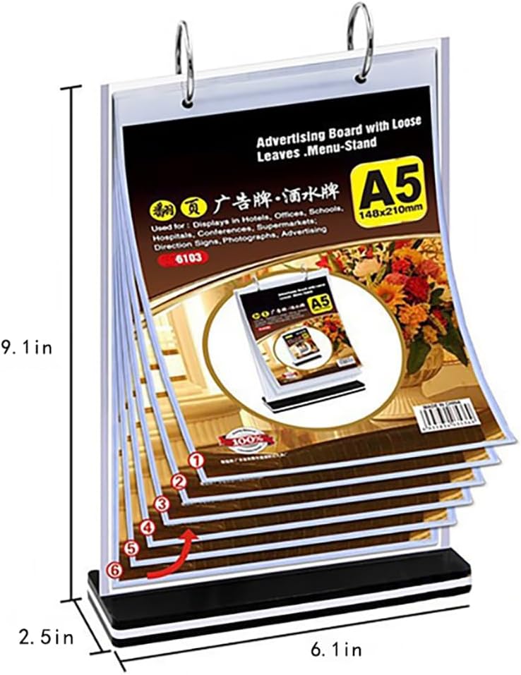 Acrylic flip sign holder Stand Clear Paper Holder Tabletop Picture Frame for Office, Restaurant, Home (4Pack) (03)