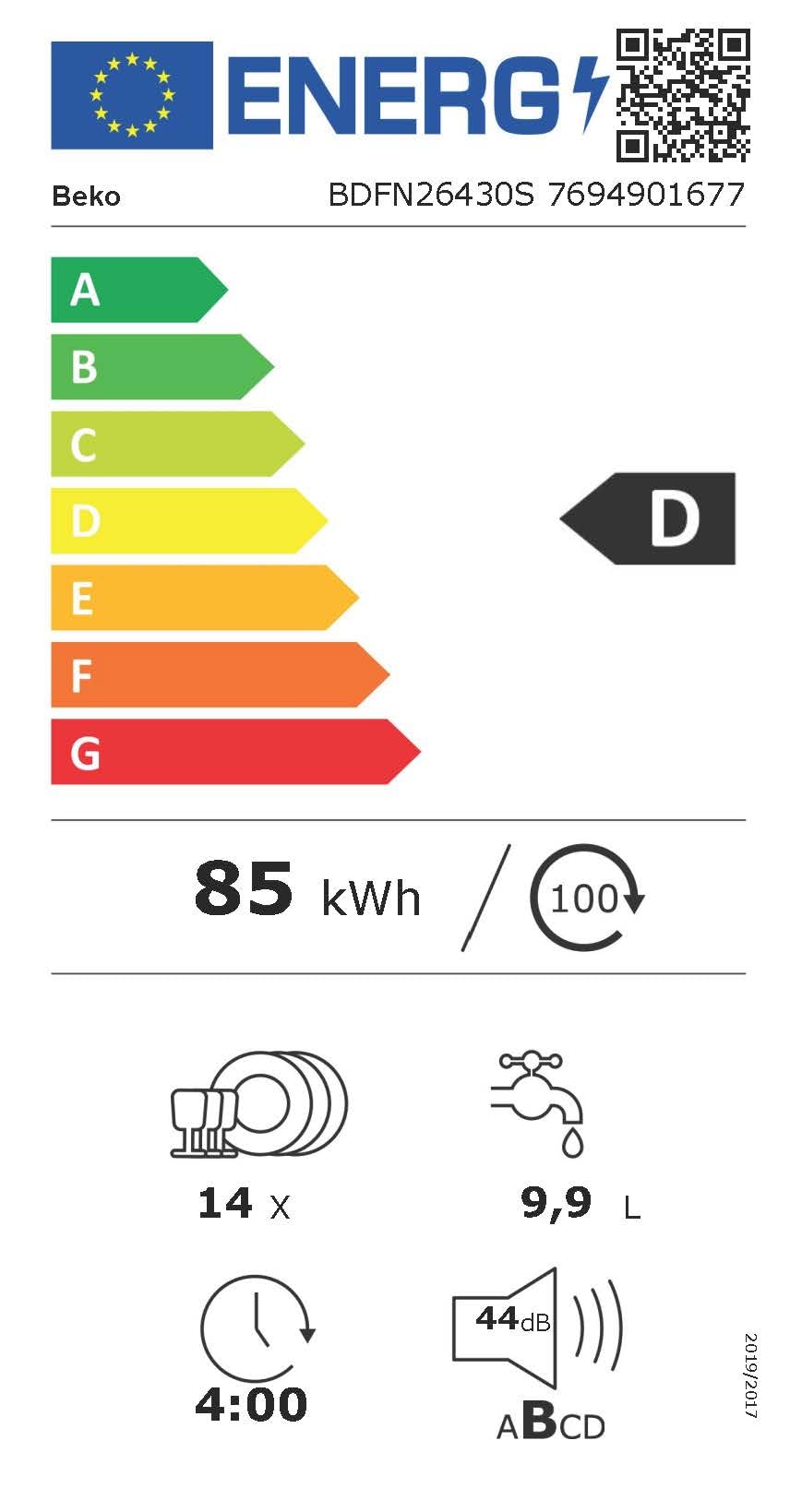 Beko BDFN26430S Geschirrspüler 60 cm freistehend unterbaufähig 14 Maßgedecke 6 Programme HygieneIntense SelfDry
