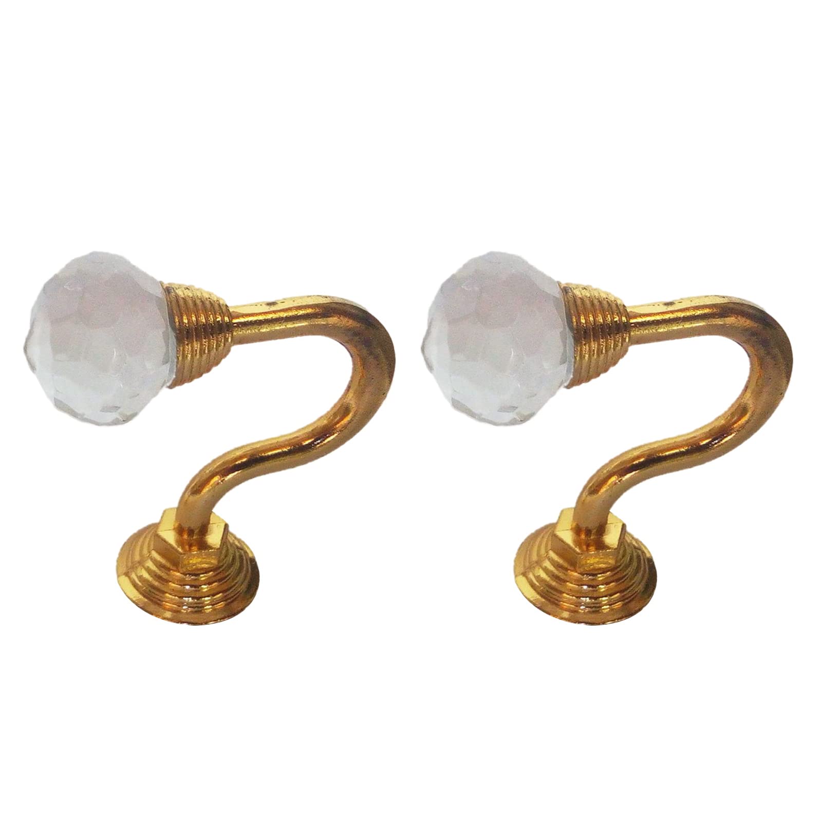 Tsophreniq 2Pcs Crystal Ball Curtain Hooks Metal Wall Mounted Curtain Tieback Hook Holdbacks for Home Decoration Metal Holders Holdback