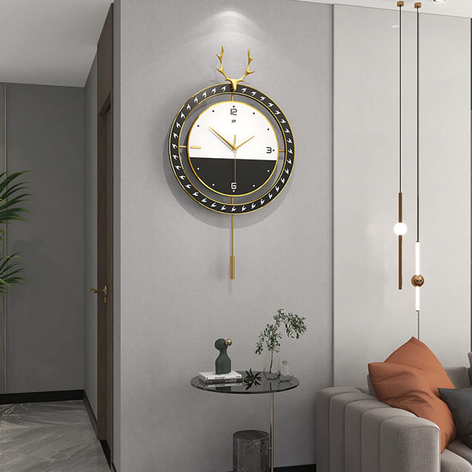 Blessing Decor Reloj de Pared Moderno, Reloj de Pared silencioso de Estilo nórdico, Reloj de Pared oscilante con Pilas para el hogar, Sala de Estar, Oficina, Dormitorio, Cocina, Reloj de Pared, 14,17
