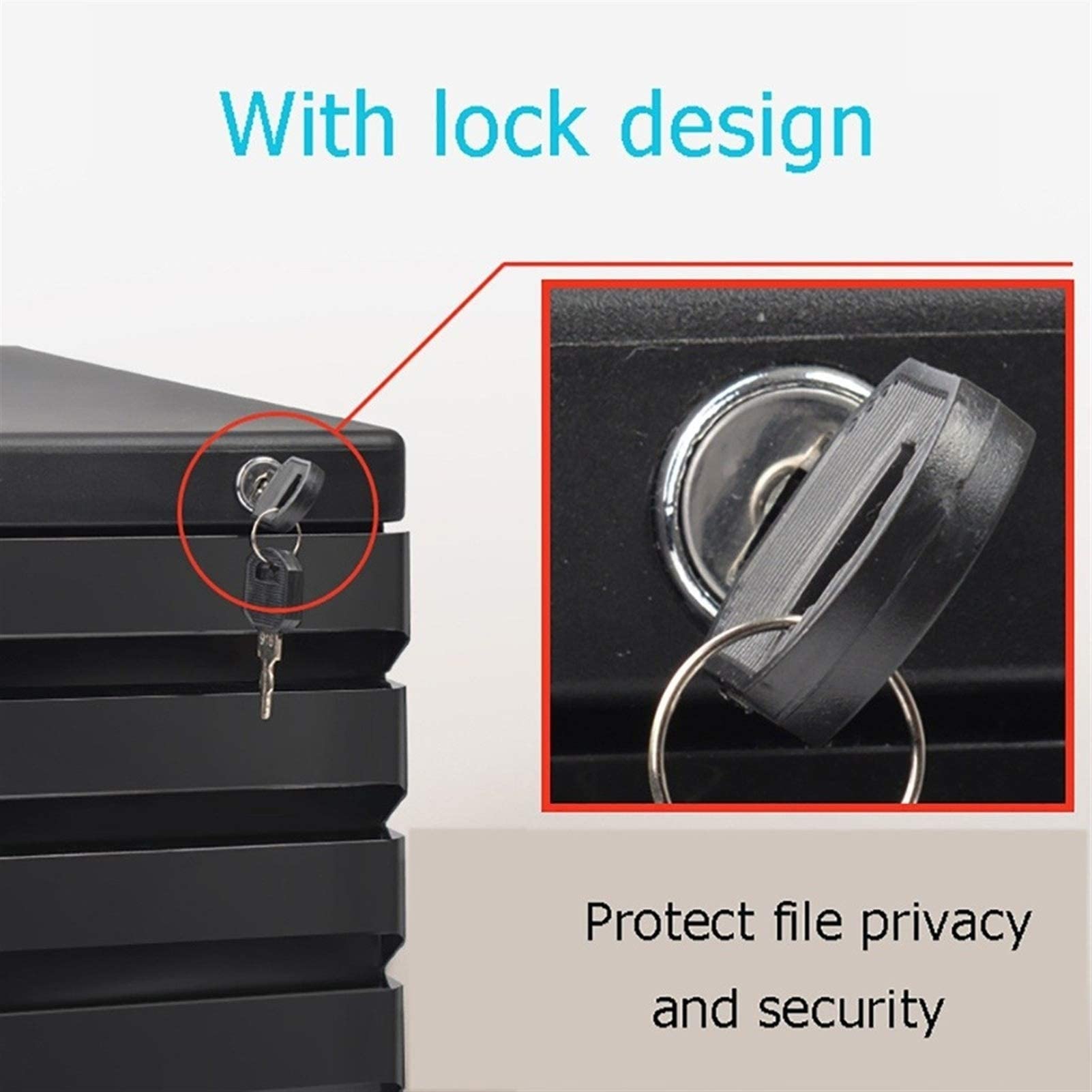 ZBZFGE Archivador de escritorio nizer con cerraduraCaja de almacenamiento blanca con cajones para el hogar y la oficina Elegante solución de almacenamiento de archivos de escritorio Compact File nizer