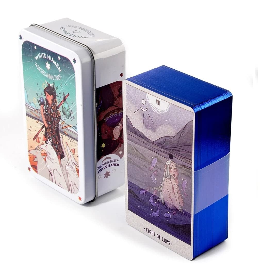 Amazon.co.jp: Atesswy ホワイト 数字タロットデッキ 缶入り