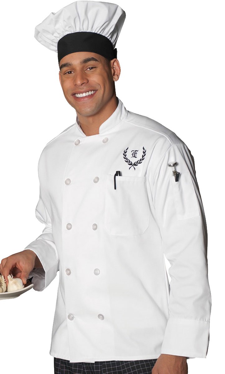 Ed Garments 10 Pearl Button Classic Full Cut Chef Coat, WHITE, X-Small