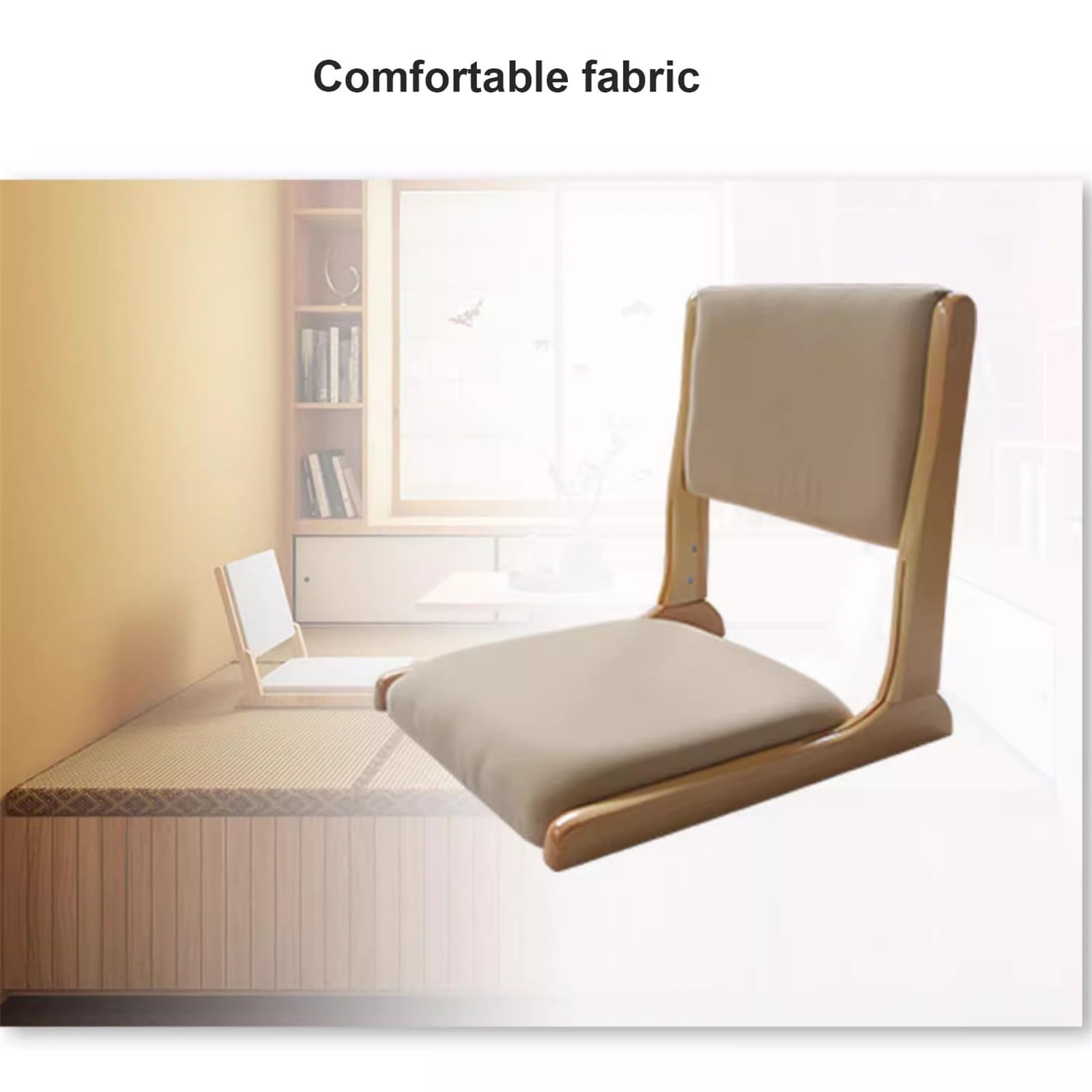 Silla de Suelo Plegable con Respaldo, cómoda y portátil, Silla de meditación Plegable con cojín, práctica (un Color, 45 x 49 x 46 cm)