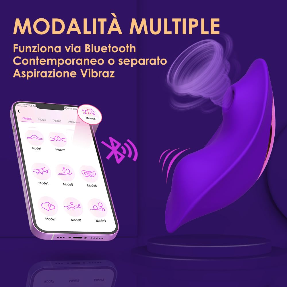 Vibratoreper Donna Punto G Squirting Sex Toys, Vibratori Farfalla Succhia Clitoride Ovetto Vibrante Telecomando 9 Modalità di Vibrazione & Succhia & APP Control Strumento muscolare-wp46