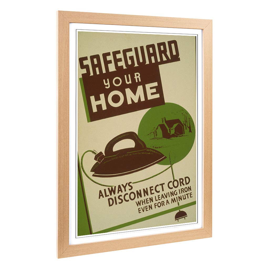 Big Box Art Framed Print of Vintage WPA Poster Safeguard Design | Wall Art Picture | Home Decor for Kitchen, Living Room, Bedroom, Hallway, Oak, A2 / 24.5x18 Inch / 62x45cm