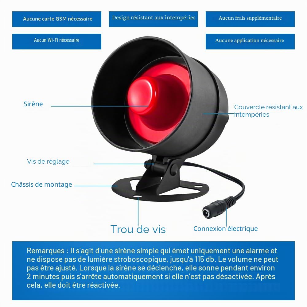Alarme Maison sans Fil, Alarme Maison avec115dB Sirène Alarme Porte Télécommande Detecteur de Mouvement Ring Alarm Système de Sécurité Kit pour Alarme Garage/Voiture/Appartement