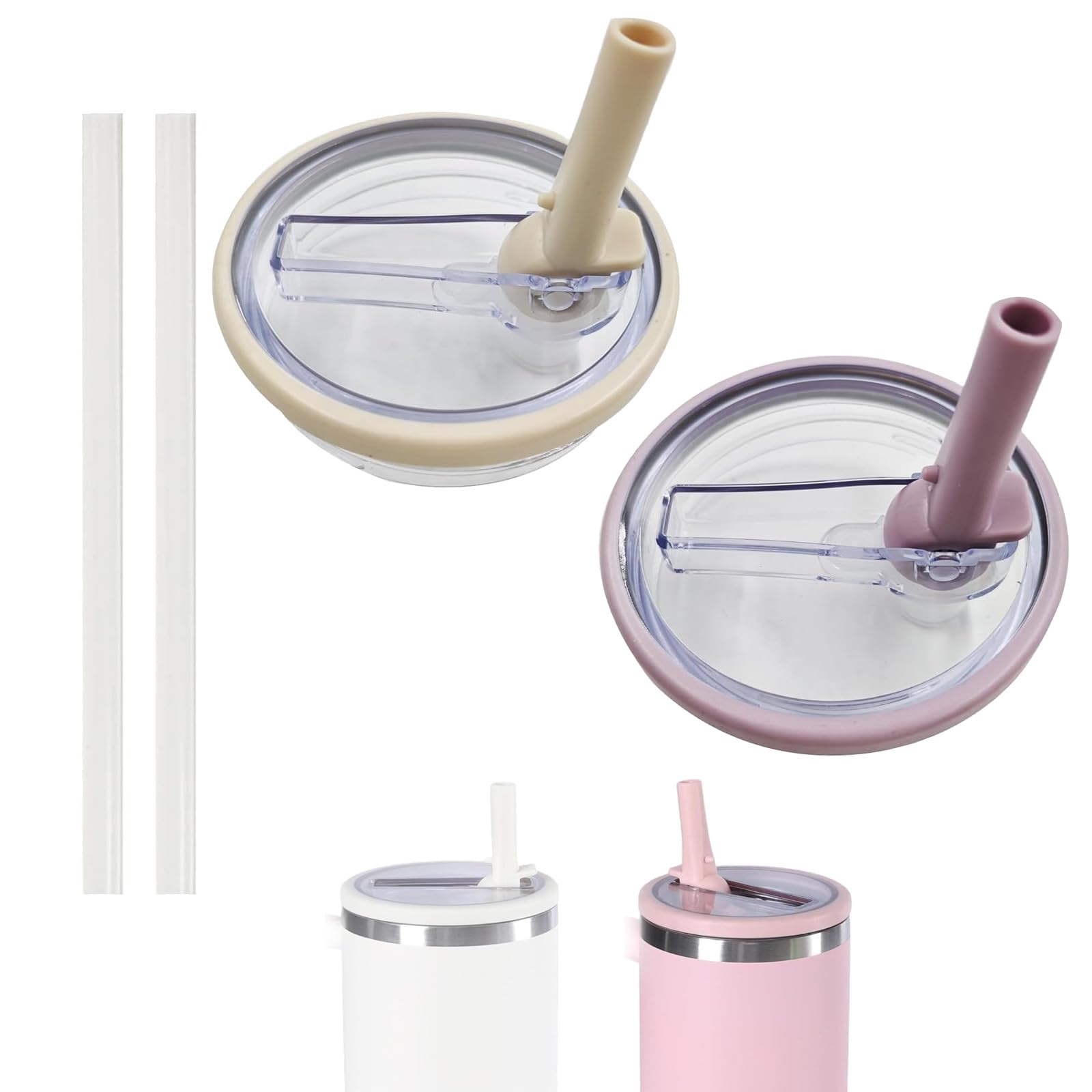 2 Pack 40 Oz Tumbler Flip Straw Lid Replacement Fit for Stanley Quencher, 2 Pack Flip Straw Replacement Lid, Reusable Tumbler Accessory for Stanley Cup and Hydrojug Traveler (MIX-T)