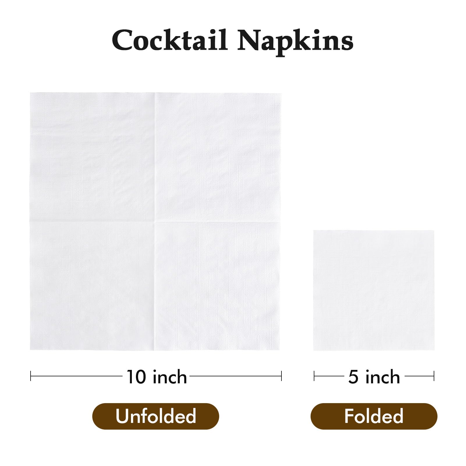 Vplus Paquete de 500 servilletas de papel de cóctel, servilletas de bebidas de 3 capas, servilletas cuadradas blancas desechables, perfectas para restaurantes, eventos, bares, bodas, baby shower y uso