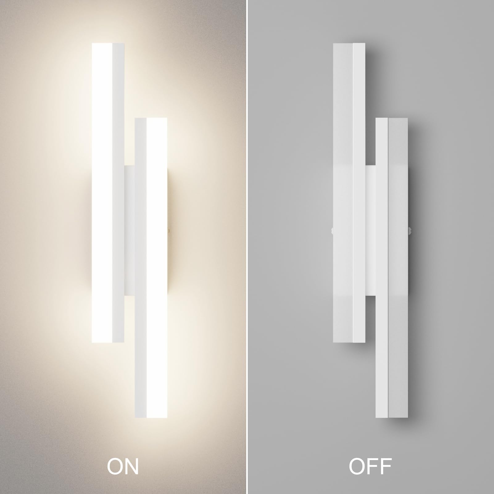 Klighten Applique da Parete LED Interno 40cm, 12W 850LM Lampada da Parete Decorative Mordern, Lampada Muro per Camera da Letto, Soggiorno, Scala, 110-240V, Bianco Neutro 4000K, Bianco