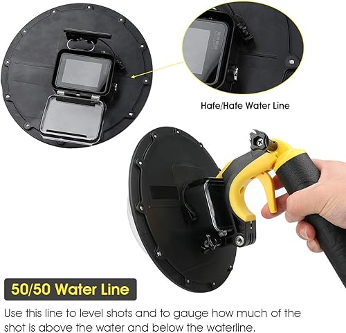 Miniatura 5 de AFAITH Gopro - Puerto de domo para GoPro Hero 910 negro, puerto de domo de buceo GoPro de 6 pulgadas con funda impermeable + mango flotante +