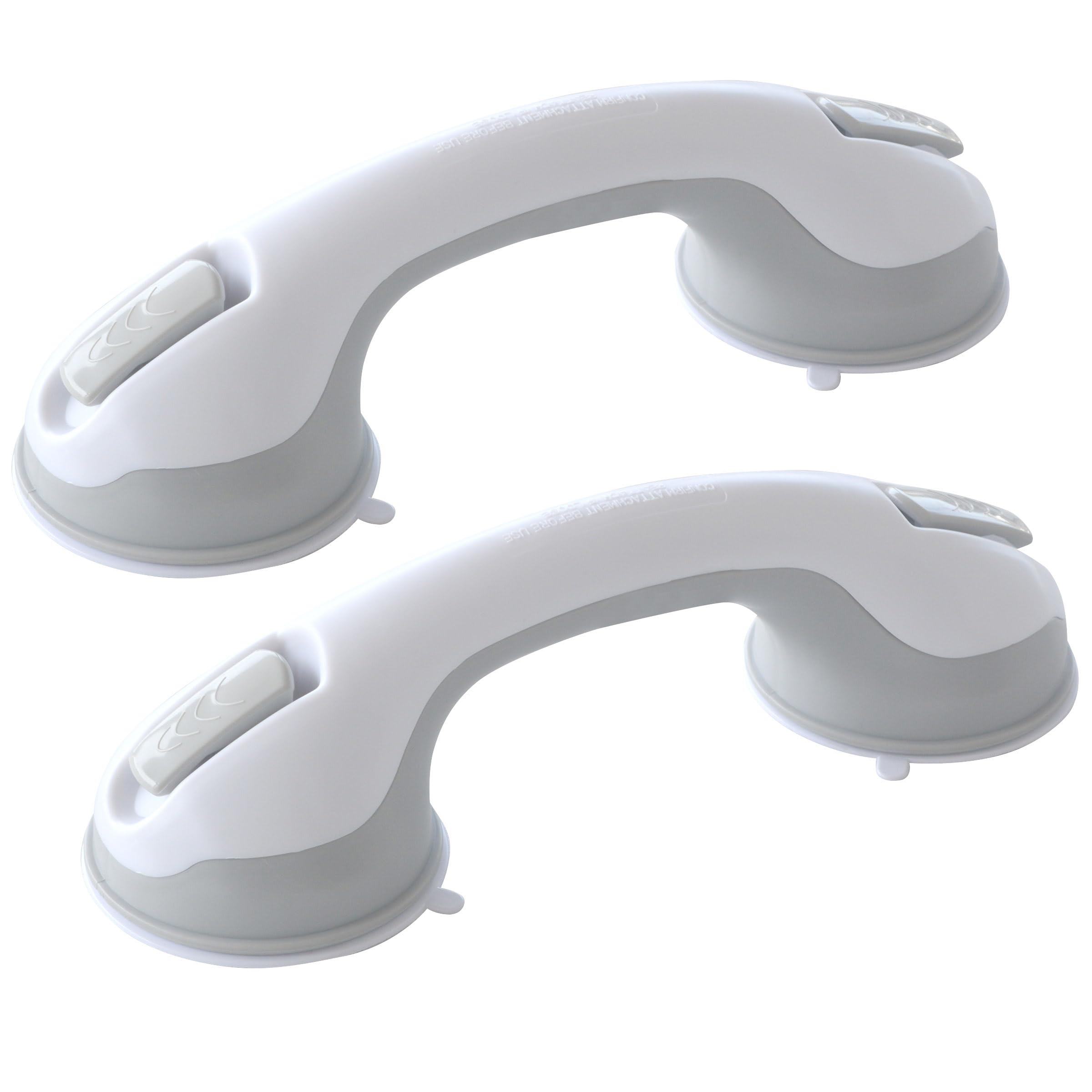 12 in. Repositionable Suction Grab Bar - 2 Piece Set by AmeriHome – White, Pack of 2, Model SGBSET12