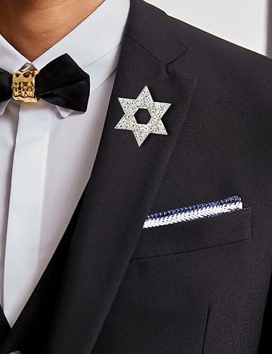 Miniatura 7 de VVCome Broche de estrella de David con diamantes de imitación y estrella de David, broche de solapa espiritual