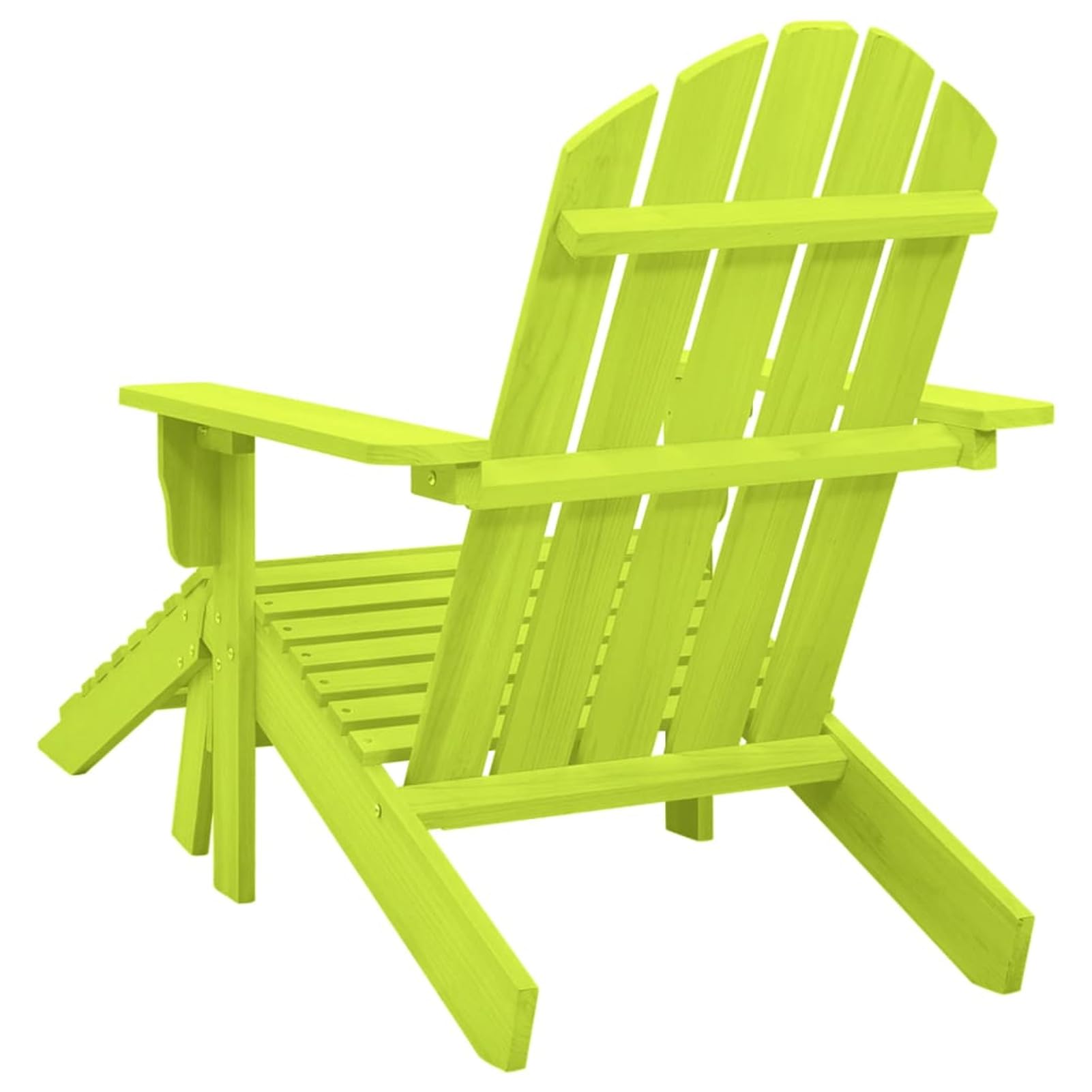 Krzesło ogrodowe Adirondack z otomaną, lite drewno jodłowe, zielone, przenośny, kompaktowy, leżak do ogrodu, na patio, taras, plażę i kemping