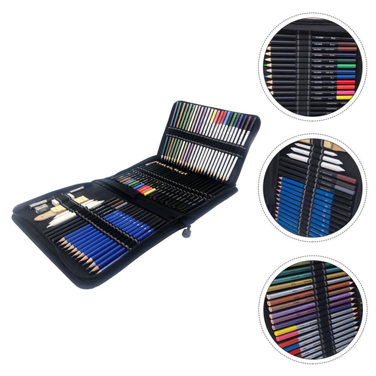 GLEAVI Set da Disegno 72 Pezzi Matite da Schizzi e Colori, Legno, Facile da Temperare, per Libri da Colorare per Adulti e Scrapbook