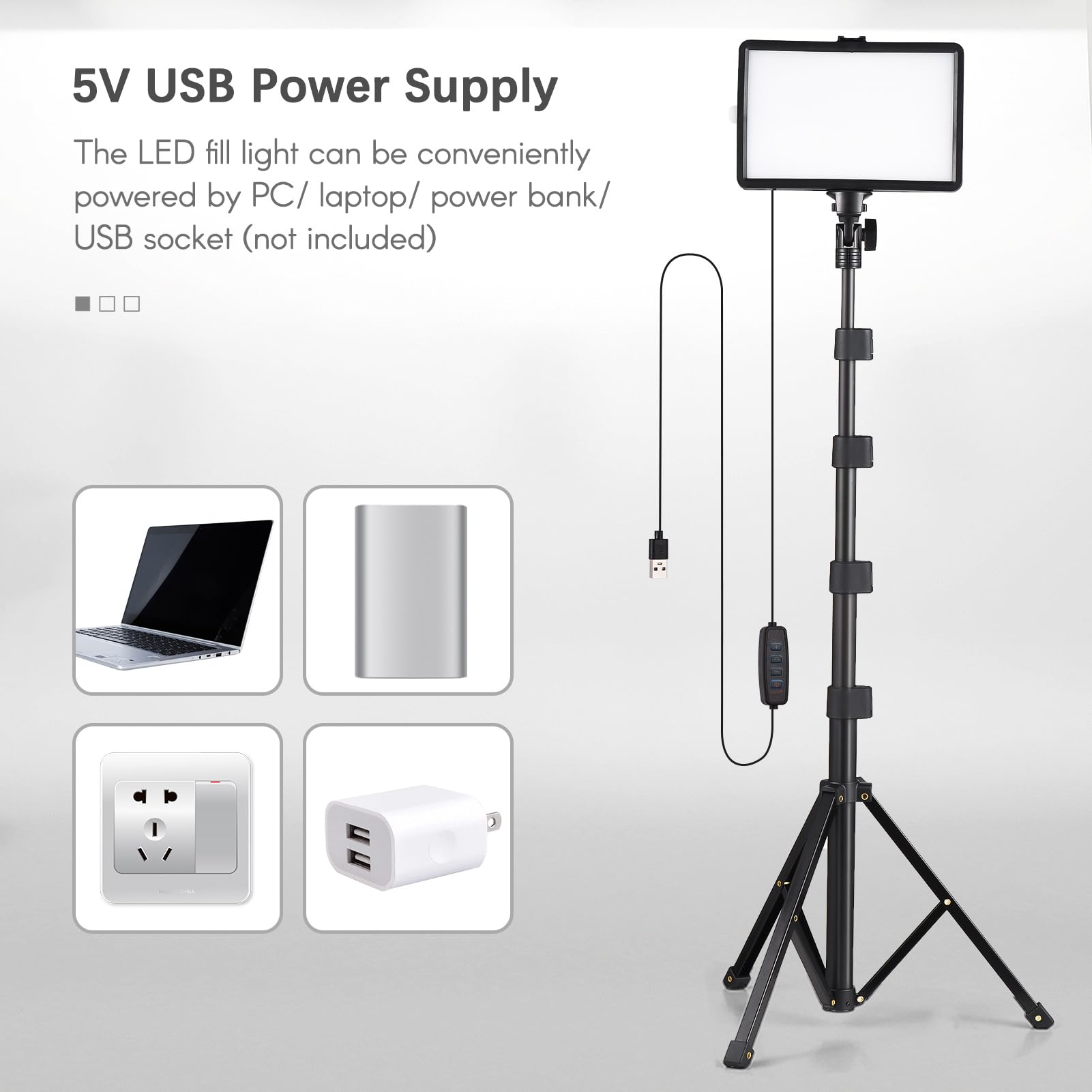 Ci-Fotto LED Luce Video 2-Pack, Luci Fotografiche USB 5600K Dimmerabile con Mini Treppiede e Filtri Colorati per Studi Fotografici, Riprese da Piccoli Angoli, Registrazione Video, Streaming di Giochi