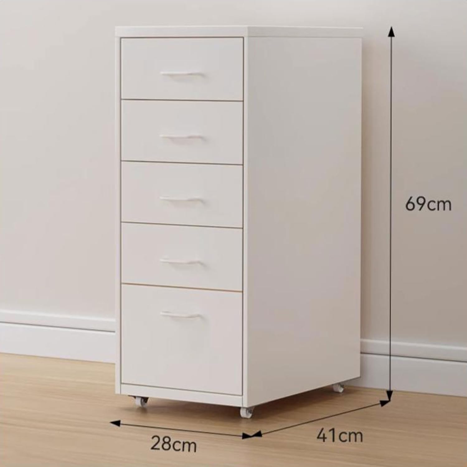 ELEFOCUS 41cm deep Five Drawer tin Filing Cabinet with Compact Dimensions 69cm high for Ultra-Stable Movement!(Size:28cm*41cm*69cm)