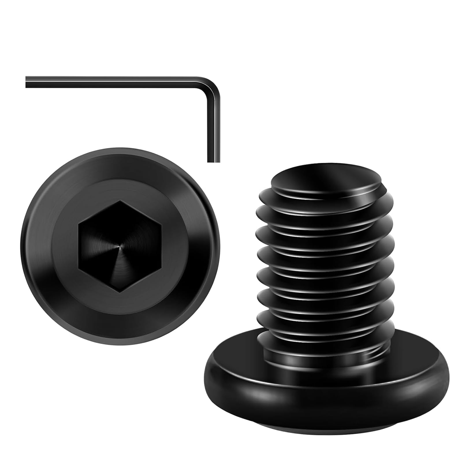 20 Stück M8 x 12 Schrauben, Flachkopfschrauben, Innensechskant Edelstahl A2 V2A Vollgewinde Schwarzes Oxid mit Hex Key