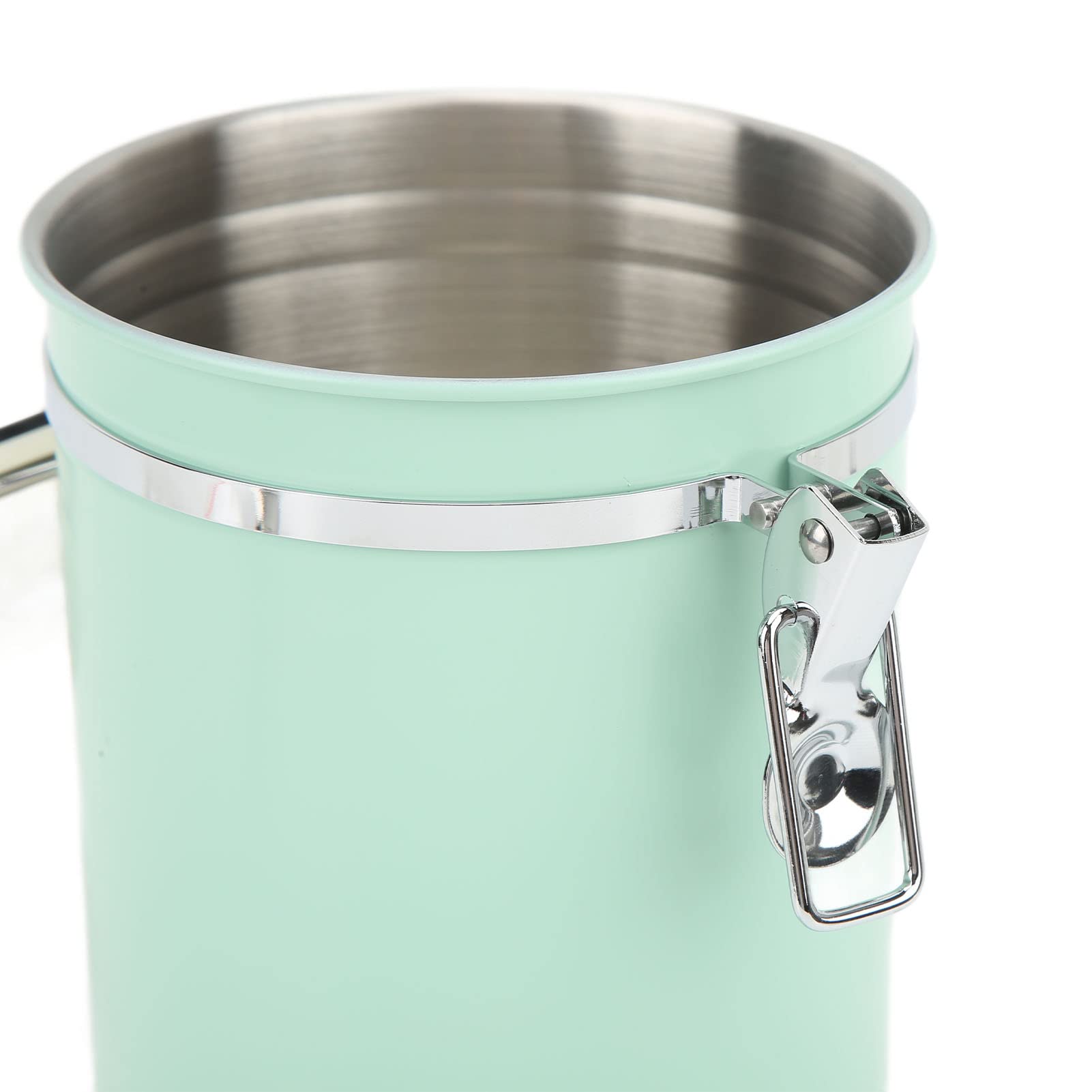 Cocoarm Bote de Café Grado Alimentario 304 Acero Inoxidable Bote de Café Tarro de Cocina Recipiente para Alimentos con Cucharilla y Rueda de Fecha (1.8L)