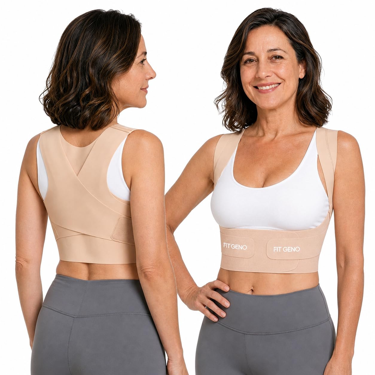 Photo 1 of Fit Geno Invisilite Posture Corrector for Women, Adjustable Back Brace for Hunchback Slouching, Upper Back Neck Shoulder Pain Relief, Lightweight Discreet Under Clothes, Small/Medium
