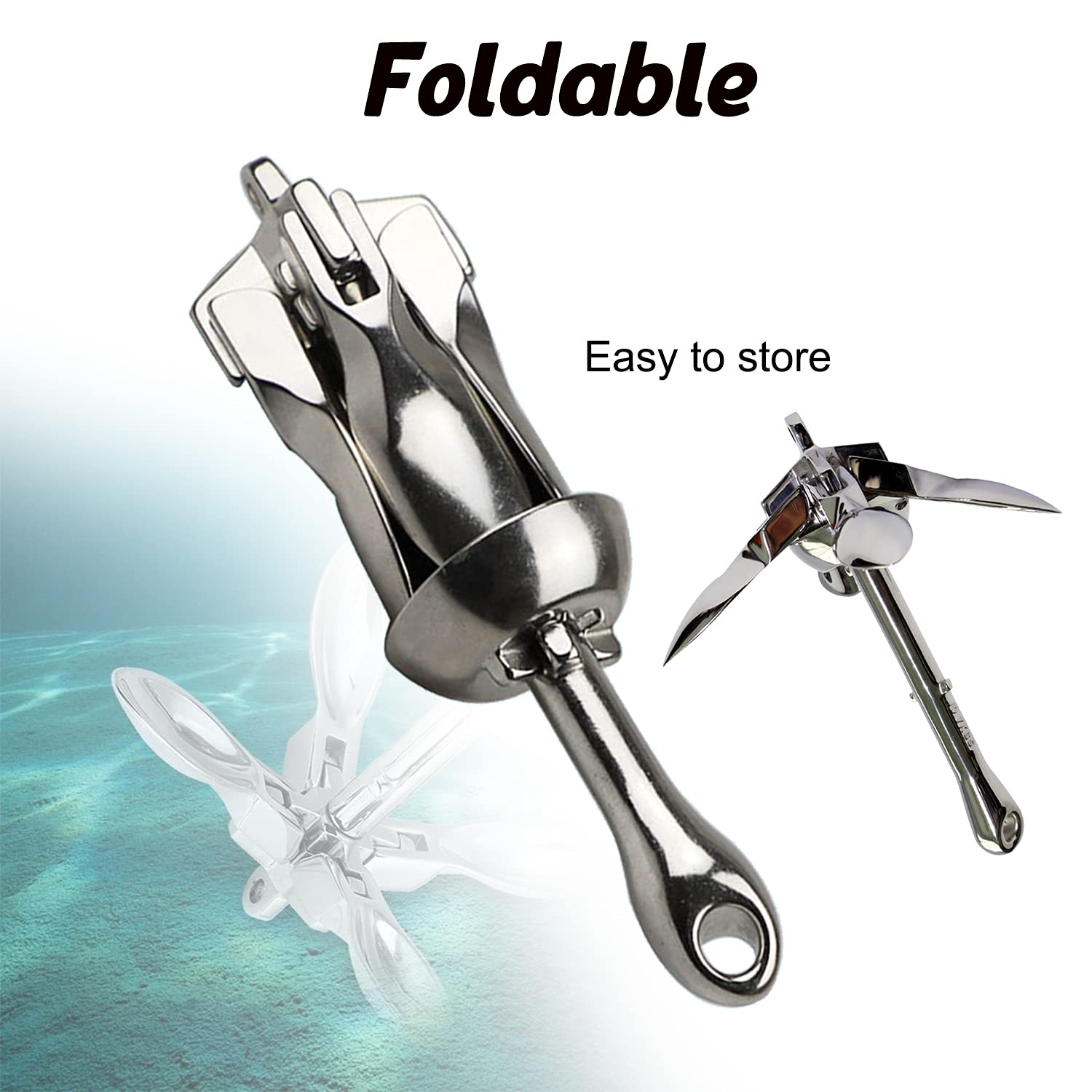 Durevole Ancora a Ombrello, Ancoraggio in Acciaio Inox 0.7kg, Kit di Ancoraggio per Canoe Jet Ski SUP Paddle Board