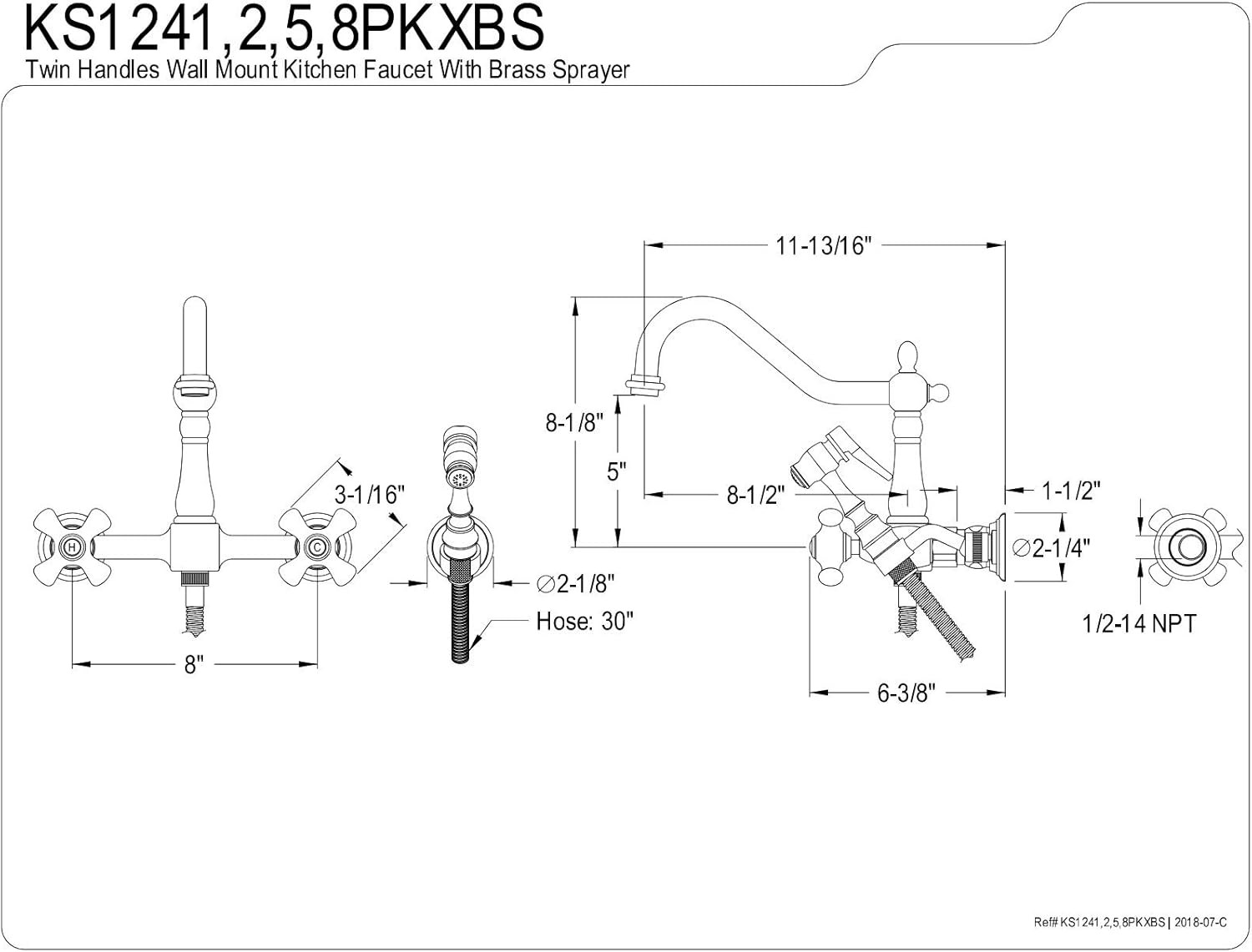 Free Shipping Offer Kingston Brass KS1245PKXBS Duchess Bridge Kitchen Faucet, 8-1/2, Oil Rubbed Bronze