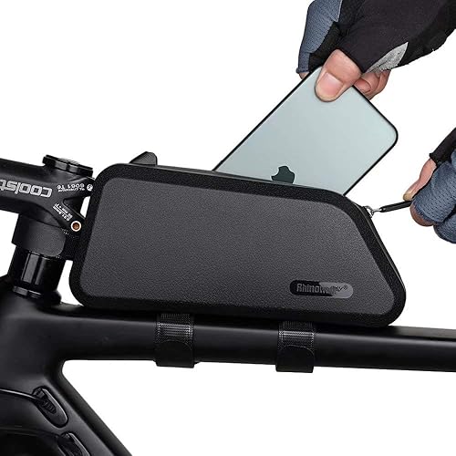 Miniatura 8 de Rhinowalk Bolsa de tubo superior para bicicleta, bolsa de marco de bicicleta 1.5L, impermeable, ligera, bolsa de bicicleta de carretera de montaña,