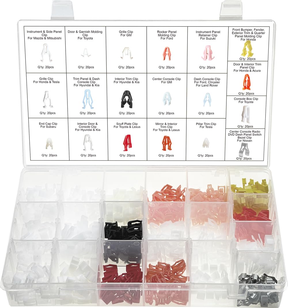 Swordfish 60940 Center Console Radio DVD Dash Panel Switch Bezel Clips Assortment, Pack of 380 Pieces