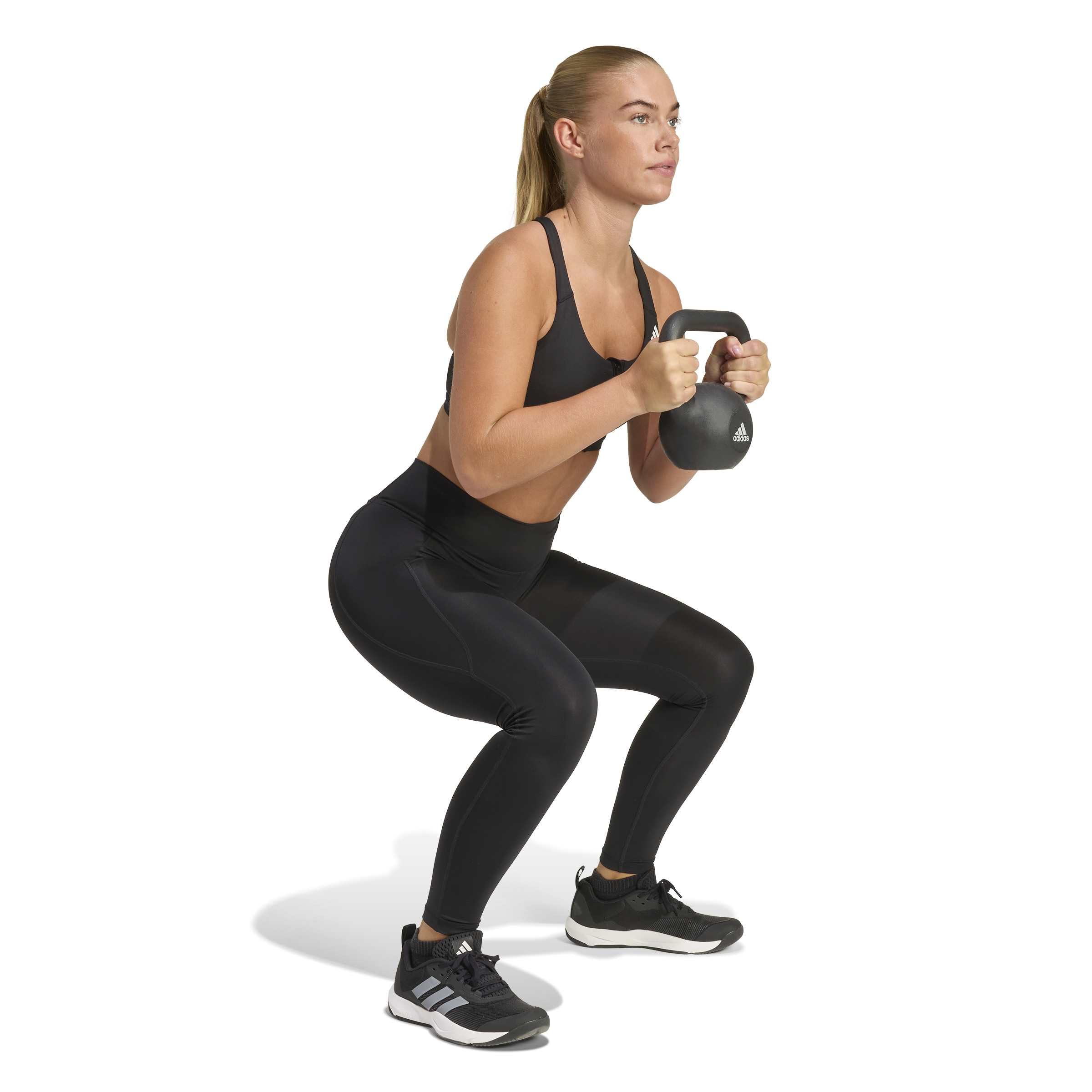 Adidas Optime Essentials Workout Zip-Front Medium Support Reggiseno Sportivo Donna (Pacco da 1)