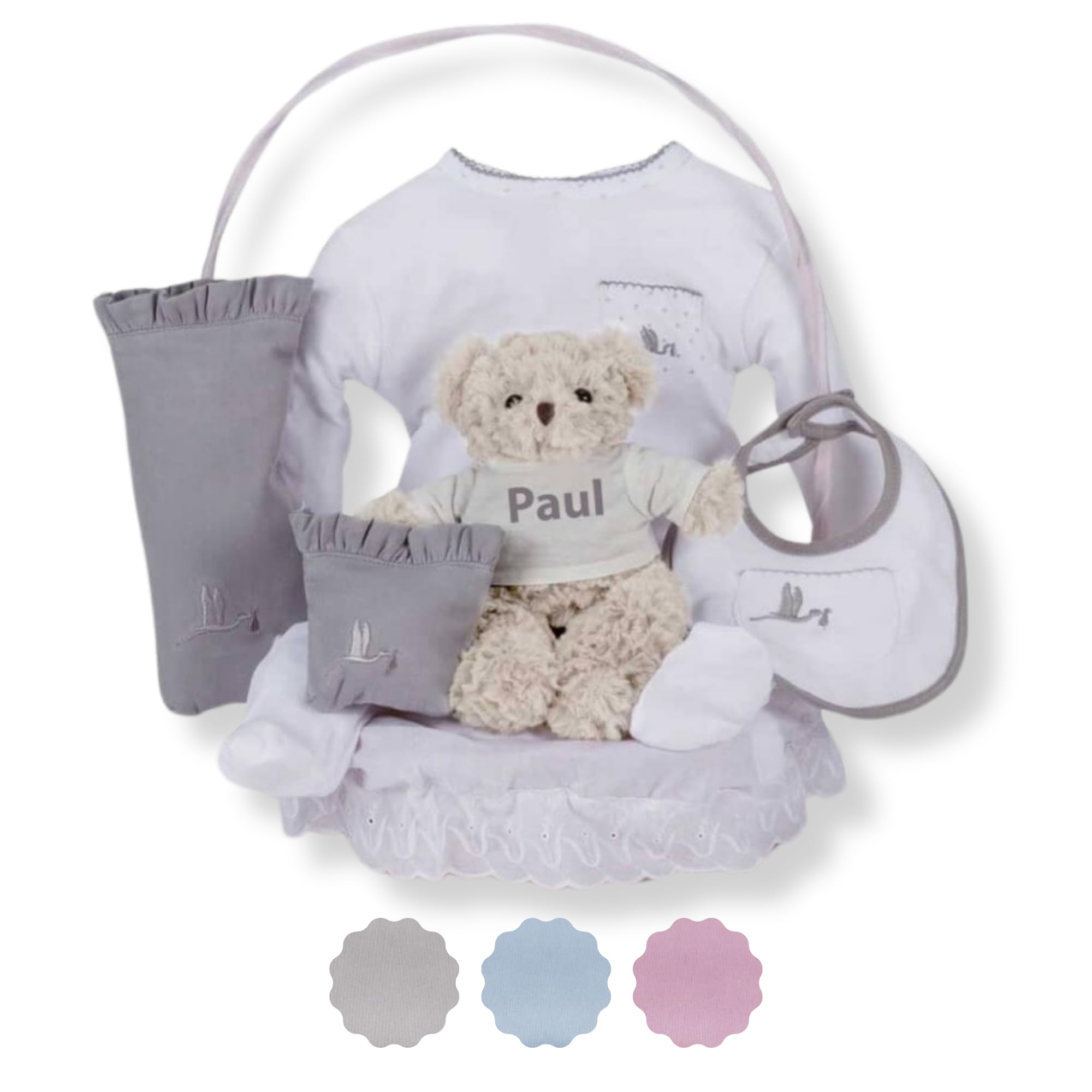 Regalos para Bebes Recien Nacidos Personalizados | Canastilla Bebé Clásica Esencial | Caja Estilo Vintage de Regalo Bebé | 3 a 6 Meses (Neutro) | BebeDeParis