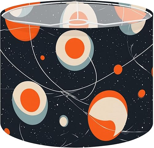 Miniatura 11 de Drum Lamp Shade mid century atom retro 70s vintage Abstract Geometric Circles Lampshade for Floor Lamps Table Lamps Pendant Light 13"x10"