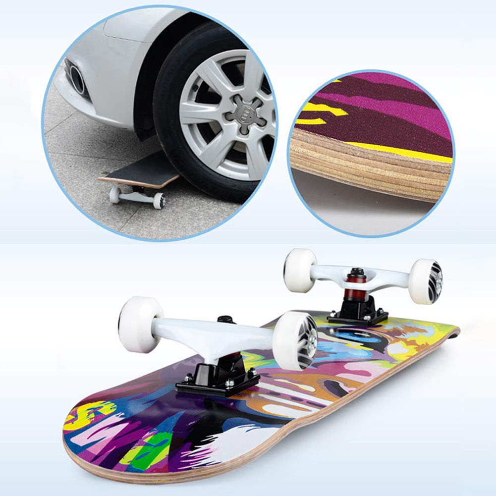 Skateboards completos - Skateboards estándar para Principiantes Niños niños niñas Adolescentes: 31 x 8 Pulgadas Canadian Maple Cruiser Pro Skate Board, Skateboards,G