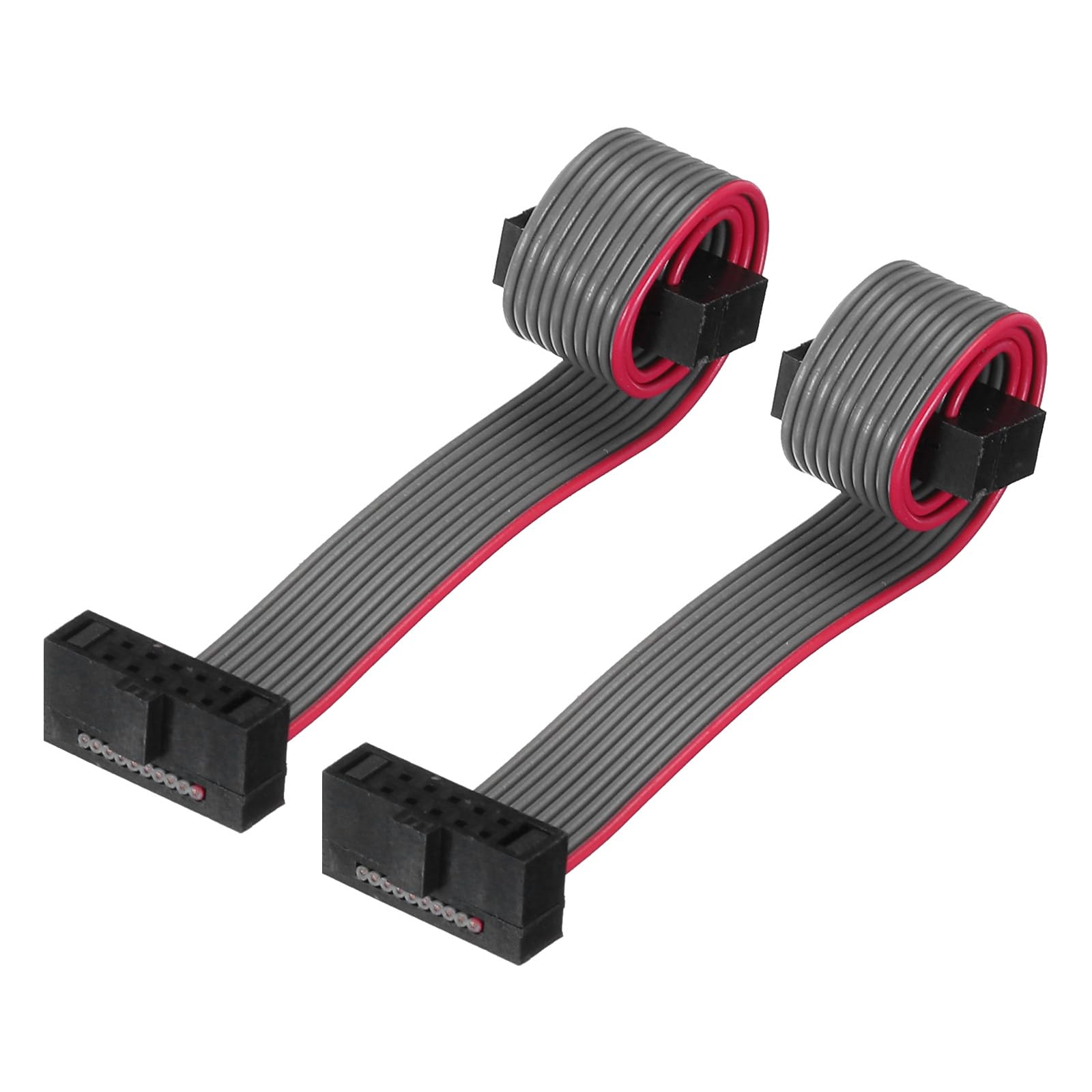 QUARKZMAN Cavo a Nastro Piatto Idc a 10 Pin, Passo 1,27 mm, connettore Fc a Fc, Lunghezza 10 cm, Filo Jumper Grigio per Computer, display Led, Dvd, 2 Pezzi