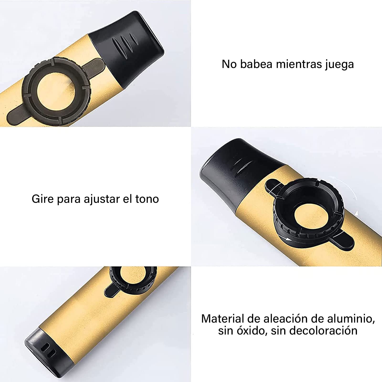 Kazoo In Metallo Professionale - Con 5 Membrane, Per Chitarra E Ukulele