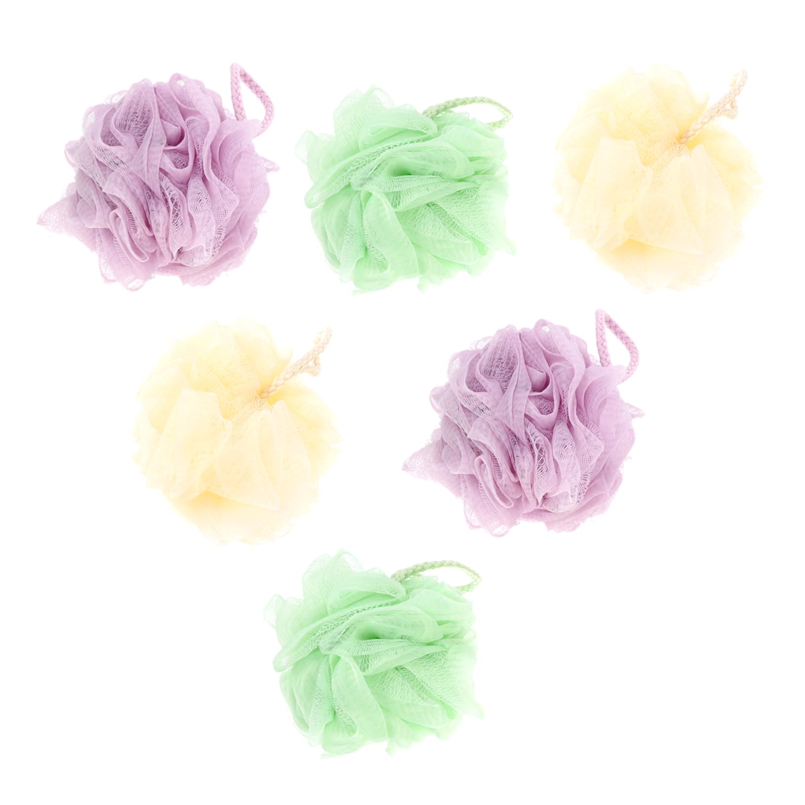 WOFASHPURET 6Pcs Shower Bath Mesh Balls Exfoliating Body Scrubber Pouf for Deep Cleansing Gentle Skin Care Tool Present for Men and Women for Daily Bathing