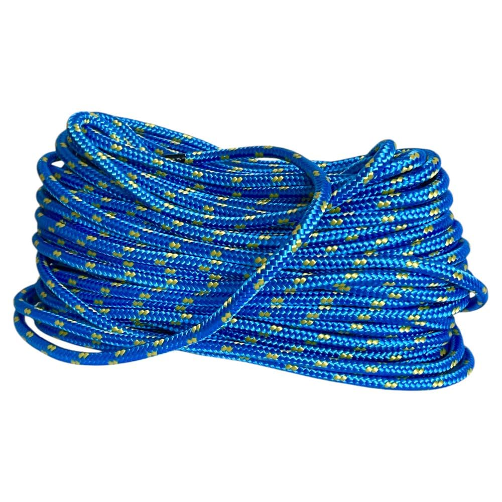 5 cuerdas de polipropileno de 10 mm x 50 m, cuerda trenzada de polipropileno azul, cuerda impermeable con núcleo, resistente a los rayos UV, cuerda de polipropileno para construcción, tráfico