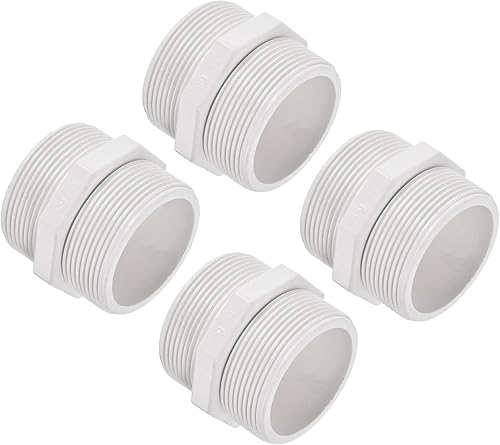 Miniatura 6 de M METERXITY Paquete de 4 accesorios de tubería de rosca macho de PVC  conector de manguera adaptador de rosca macho hexagonal G12, adaptador de