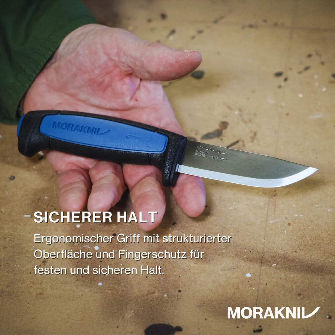 Morakniv Messer mit Scheide für Handwerker - 2-Pack Blau/Schwarz - Pro S - Mora Messer Feststehende Klinge aus Edelstahl - 2,0 mm - Hergestellt in Schweden - Outdoormesser feststehend