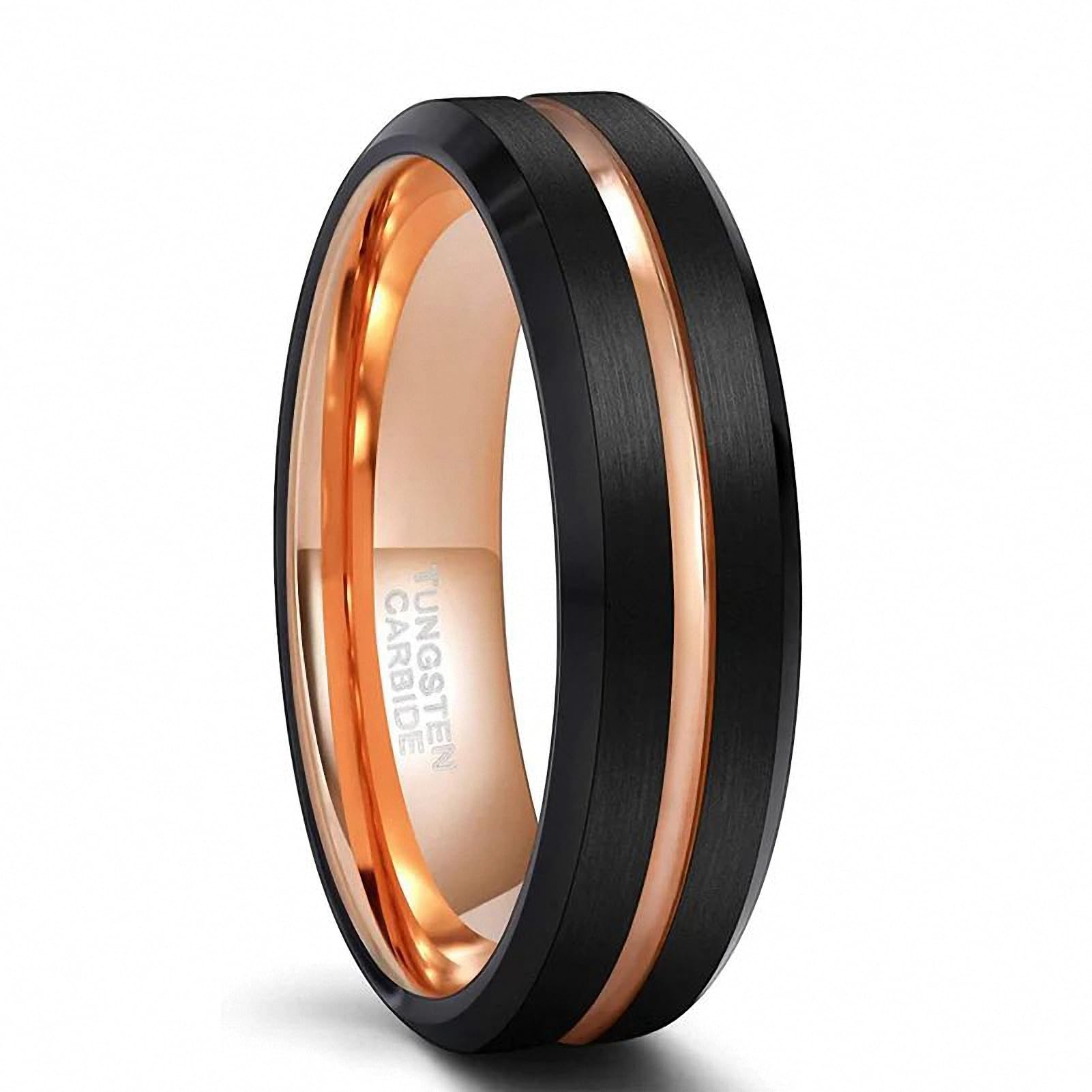 Anillo de tungsteno cepillado masculino estilo alianza de compromiso 3