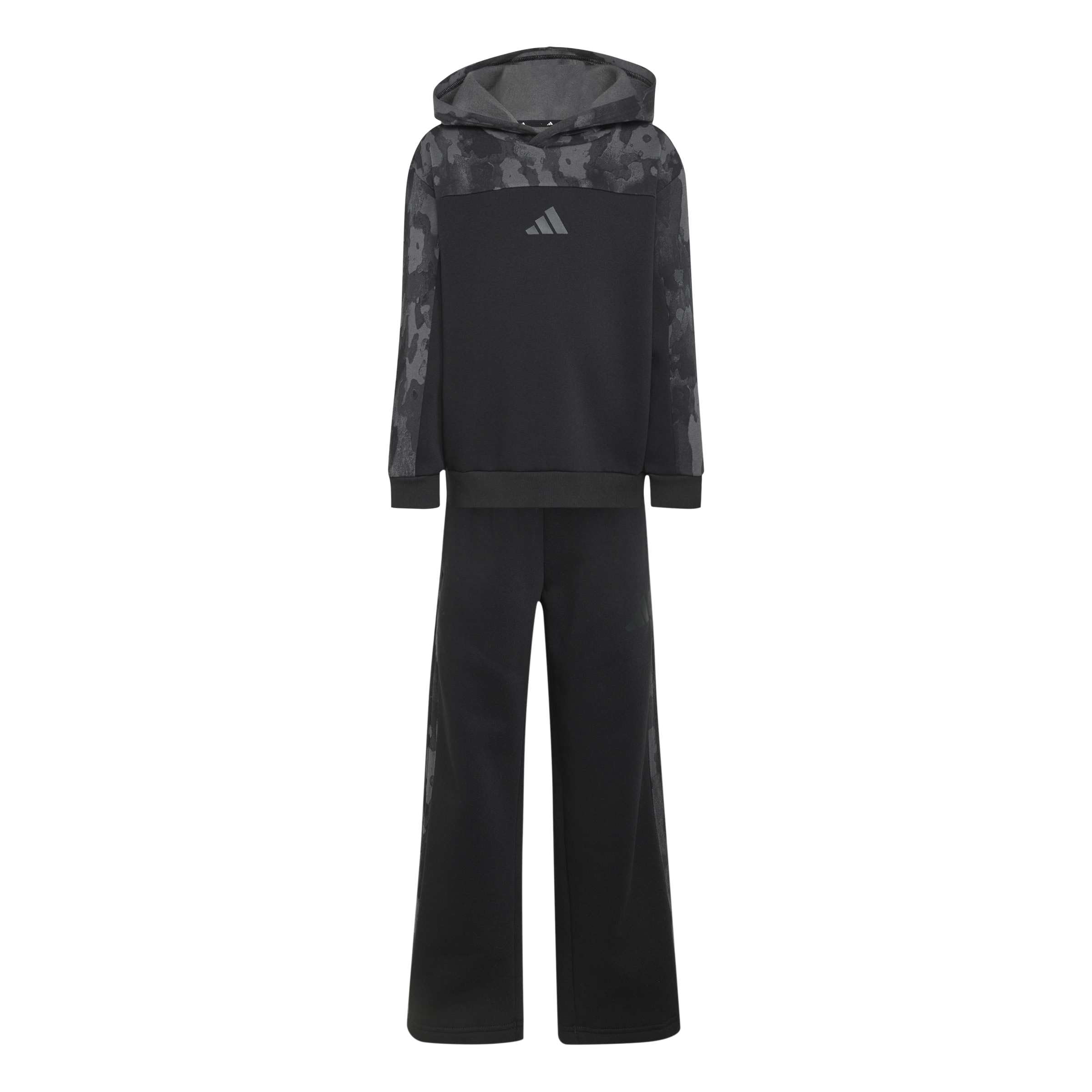 adidas Unisex - Bambini e ragazzi Seasonal Essentials Hooded Fleece Jogger Set Little Kids Track_Suit, black/carbon, 7-8 Years