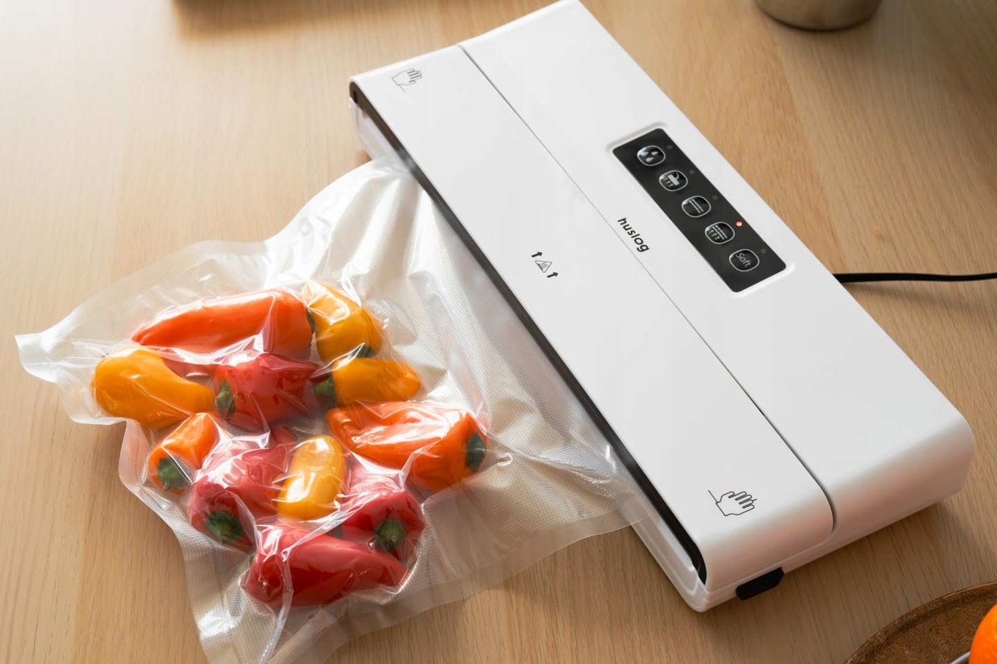 Envasadora al Vacío para Alimentos 125W, Sellado 30 cm, 6,5 L/min, Modo Seco y Húmedo, Incluye Rollo (3 m x 28 cm), Tubo y Adaptador, Ideal para Sous Vide, Carnes, Verduras y Frutas, Blanco