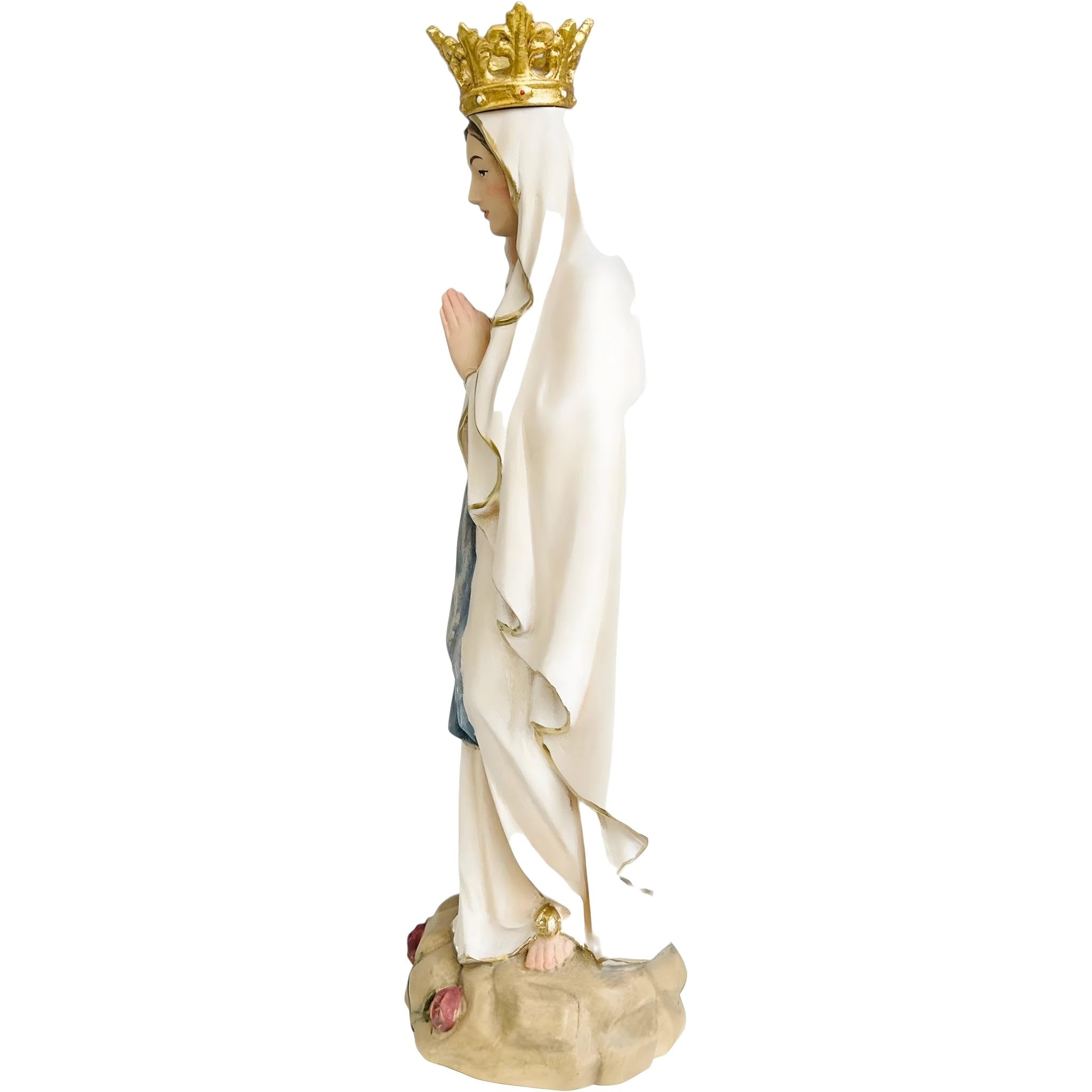 Dolfi figurka Matki Bożej z Lourdes z drewnianą koroną, 12 cm, naturalne drewno w Val Gardena | Figurka szopka