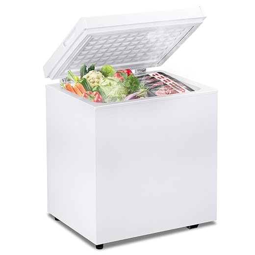 2.0 Cu.Ft Chest Freezer - Compact Deep Freezer with Removable Basket, Energy Efficient & Quiet Top Door Design, Mini Freezer Adjustable 7 Thermostat, for Home, Apartment, Garage, Dorm (White)