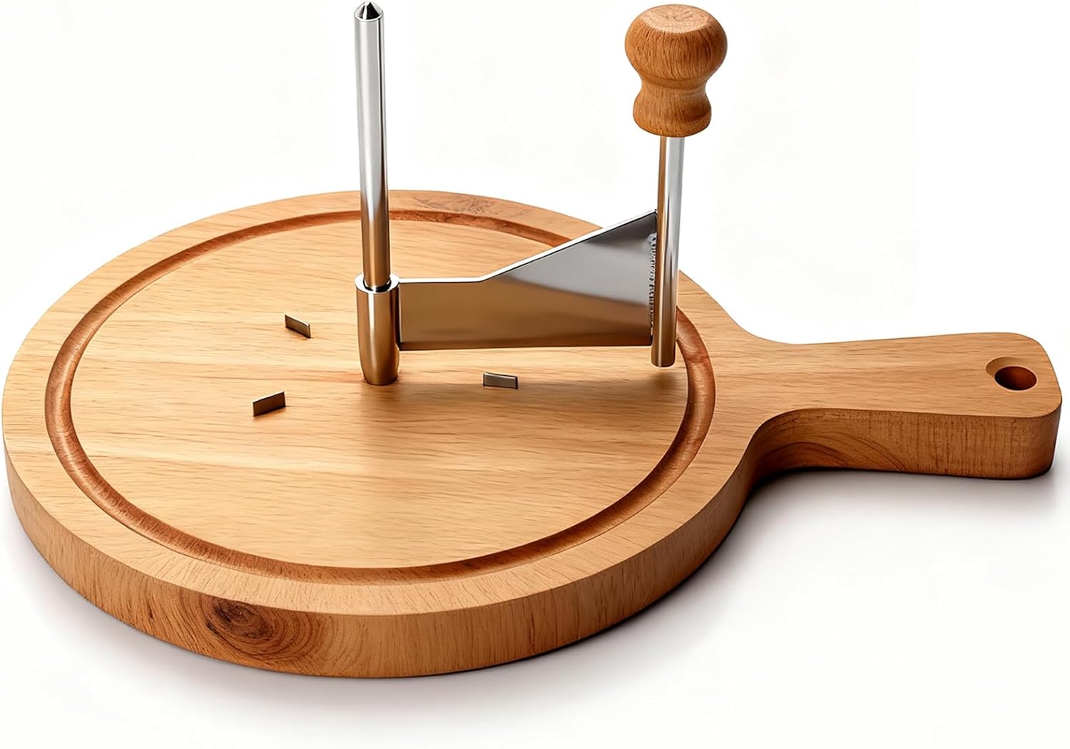 Cheese Curler Wheel with Lid, Stainless Steel Cheese Curler Flower Maker Wheel Slicer, Sharp Blade Cheese & Chocolate Shaver with Wooden Base, Create Cheese Rose Flowers (Handle, With lid)